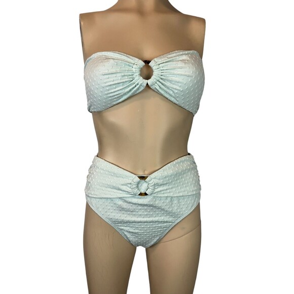 Cabana del Sol 2-Piece Strapless Bandeau Bikini Women's Size L Green - Picture 1 of 8